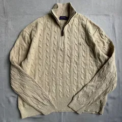 POLO RALPH LAUREN ポロ ラルフローレン ハーフジップ ケーブルニット コットンニット ベージュ XXLサイズ No.E783