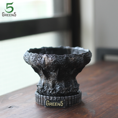 3Dプリント鉢 3Dプリンター鉢 作家鉢 植木鉢 Green5【草乱爪_鉢皿セット】125mm