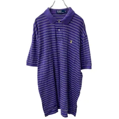 Polo Ralph Lauren 半袖 ボーダー ポロシャツ XL パープル ポロラルフローレン ポニーロゴ 古着卸 アメリカ仕入 a707-5295