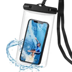 【在庫セール】【強化版】防水ケース スマホ用 携帯電話ドライバッグ IPX8認定 顔認証 撮影 通話 最大7.0インチ以下対応 適用端末：iPhone 14 Mini Pro Max・iPhone 13・12・XS・XR・8・Android -ブラ