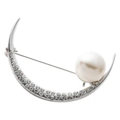 【シルバー×ワンサイズ】[Cream dot. クリームドット公式] ブローチ フォーマル 卒業式 卒園式 入学式 入園式 ママスーツ コサージュ 華やか ピン 上品 エレガント 月 ムーン パール ビジュー 大人  