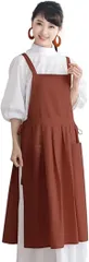 start.side スタートサイド エプロン レディース プリーツ シンプル スカート 可愛い おしゃれ 撥水 綿麻 ドレスエプロン(ブラウン,  Free Size)