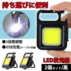 LED 投光器【2個セット】COBライト 懐中電灯 ランタン USB充電 防災