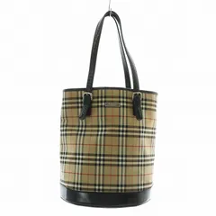 バーバリーズブルーレーベル Burberry's BLUE LABEL トートバッグ ハンド バケツ型 キャンバス レザー ノバチェック マグネット ロゴ シルバー金具 ベージュ 黒 ブラック /XZ ■GY17