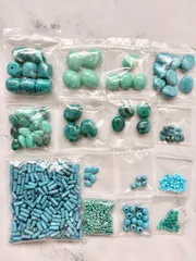 大容量　ハンドメイド　ターコイズブルー系　パーツ　ビーズ　アクセサリーパーツ　手芸資材　クラフト素材　ネックレス　ピアス　詰め合わせセット