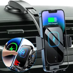 急速ワイヤレス車載充電器 360度回転 携帯ホルダー iphone車載ホルダー 車 スマートフォンカーホルダー スマホスタンド 自動車 携帯スタンド スマホホルダー【電源オフ後も自動開閉/3軸連動】エアコン吹き出し口&吸盤式兼用 iPhone 車載ホルダー ワ