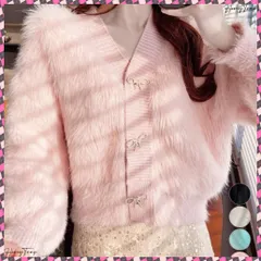 送料無料 韓国風ふわふわシャギーニットカーディガン モヘア風ニットカーディガンレディース フェザーニットライトアウター秋冬 暖かいニットトップスもこもこ Vネックセーター ぽわん袖 トップス 前開きニット羽織り おしゃれニットソー