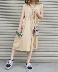 No-Sleeve Pocket Design Onepiece（beige）のサムネイル