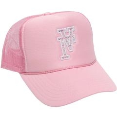 KRHYME DESIGN MESH CAP "FLIP LA 3 -SWAROVSKI CUSTOM-"ライトピンク/ホワイト/クリア
