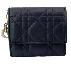 【中古】 DIOR ディオール  レディディオール ロータス  SO181ONMJ_M900 ディオール コンパクトウォレット  3つ折り財布 ブラック レディース 25009751 KJ