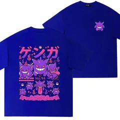 👻メンズ ポケモン ゲンガー Tシャツ 半袖 ゆったり キャラクター プリント 通勤 カジュアル ロイヤルブルー