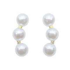 ピアス レディース 3連 パール シルバー925 金属アレルギー対応 両耳用 シンプル ビジネス デイリー アクセサリー [３連パール]