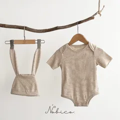 韓国 子供服 うさぎ ロンパース 半袖 ベビー 新生児 ボンネット うさ耳