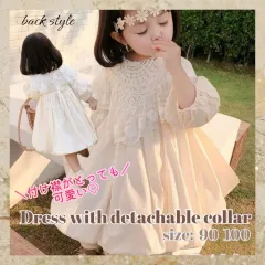 つけ襟付きベビードレス　バルーンドレス　海外韓国子供服　誕生日　刺繍