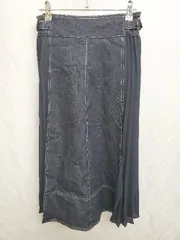 ◇ Θ grove グローブ サイドプリーツ　デニム　切替 膝下 フレア スカート サイズM インディゴ レディース P  【1409250016264】