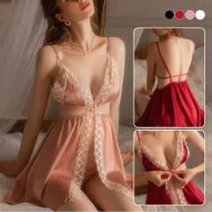 パジャマ レディース 下着セット 2点セット キャミソールスカート+Tバ ック レース ランジェリ ワンピース 部屋着 背中見せ アンダーウェア 光沢 高級感 ファッション 大人 夫婦 彼女 プレゼント 4色