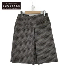 PRADA プラダ ベージュ ラウンド 総柄 タック サイドジップ スカート  