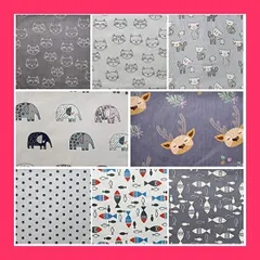 【スタッフおすすめ！】8枚 綿100％ 布生地 かわいい 手芸生地 手作り キット おしゃれ ハンドメイド 手芸用 (猫 魚 象)