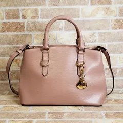 ローレン ラルフローレン ☆ レザー 2WAY ハンドバッグ 底鋲付き ピンク