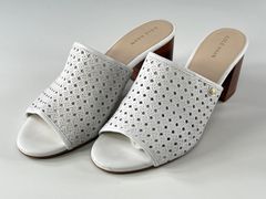 ★美品 COLE HAAN コールハーン ミュール サンダル レディース レザー 本革 ホワイト サイズ8.5（25.5㎝） 7.5㎝ヒール 中古品