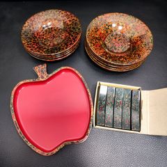 津軽塗 まとめ 4種 セット 盆/箸置き/茶托2種