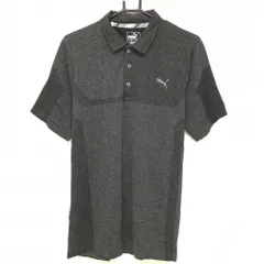 【超美品】プーマ 半袖ポロシャツ 杢ダークグレー 一部メッシュ調 メンズ US-M ゴルフウェア PUMA