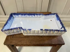 花器　生花　生け花　花材　陶器　青　花　模様　長方　園芸　ガーデニング　フラワーアレンジメント　鉢　陶器鉢