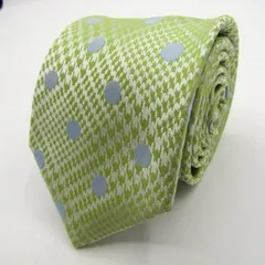 タカキュー ブランド ネクタイ ドット チェック柄 千鳥格子 シルク PO  メンズ グリーン TAKA Q 【中古】