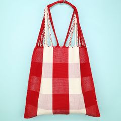 メキシコ製 ハンモックバッグ ハンドメイド ギンガムチェック 282 A4収納