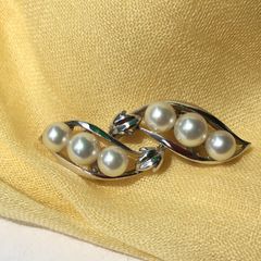 本真珠　あこや貝　14金　ホワイトゴールド　帯留め　新品　宝石店ストック