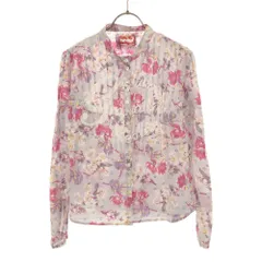 リプレイ 花柄 長袖 バンドカラー コットンシャツ XS パープル系 REPLAY レディース 古着 【240420】 メール便可