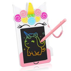 HOMESTEC お絵かきボード 4.5インチ ユニコーン カラフルスクリーン 高輝度 繰り返し書いて消せるボード 子供 おもちゃ 落書き 知育玩具 女の子 男の子 3歳 4歳 5歳 6歳 誕生日 プレゼント