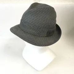 Made in Japan/Vintage★Borsalino/ボルサリーノ★ソフトハット【グレー/Gray/チェック柄】中央帽子/knit/hat/cap◆CB111<sale>