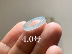 L11-124 ピンキーリング 薄水色 氷種 4.0号 天然グアテマラ産 A貨 本翡翠 くりぬき リング