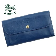 イルビゾンテ 財布 長財布 IL BISONTE SCW020 PV0005 BL137B BUE ダークブルー ボタン じゃばら レザー 本革 札入れ 小銭入れ カード 大容量 ロングウォレット