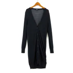 ユニクロ UNIQLO ライト Vネック カーディガン ロング シアー 抗菌 防臭 長袖 S 紺 ネイビー