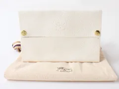 M23922 未使用 IL BISONTE イルビゾンテ レザー ポケットティッシュケース ティッシュケース ホワイト 白 保管袋付き イタリア製