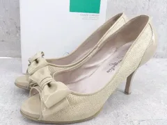◇ ◎ GINZA Kanematsu 銀座 かねまつ リボン ヒール パンプス サイズ23cm D ベージュ系 レディース 【1002801007805】