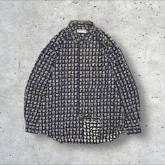 フランス製 ヴィンテージ ANDRE GHEKIERE アート レトロ 総柄 長袖 シャツ L