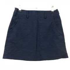 【超美品】アディダス スカート ネイビー×ダークネイビー ボーダー ロゴ刺しゅう  レディース S/P ゴルフウェア adidas