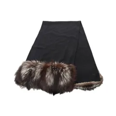 ロエベ LOEWE マフラー ファー ブラック ウール マフラー レディース Used A