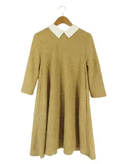 ダズリン dazzlin タグ付き ワンピース ミニ丈 Aライン 七分袖 無地 起毛 裏地付き ベージュ Sサイズ QQQ