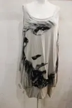 4568☆SCOT CLUB/スコットクラブ フェイスプリントチュニック size9号(Mサイズ相当) レディース カーキ 古着 used☆