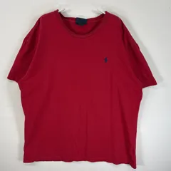 古着 90's/90年代 ポロバイラルフローレン Polo by Ralph Lauren 半袖Tシャツ ロゴ 刺繍 クルーネック L  レッド 無地 メンズ