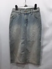 日本 Lee ライトブルー 側方切開 デニム ロング丈スカート spe