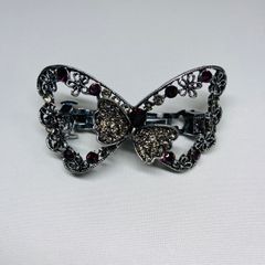 ヘアクリップ ヘアアクセサリー リボン　ブルー