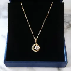 179N【高品質✨】月と水晶　ダイヤ　キラキラ　ゴールド　ネックレス　星　宇宙