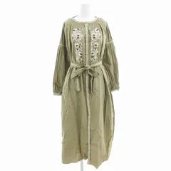 アーバンリサーチ ドアーズ URBAN RESEARCH DOORS 美品 ワンピース クルーネック 刺繍 長袖 マキシ ロング F カーキ /AE