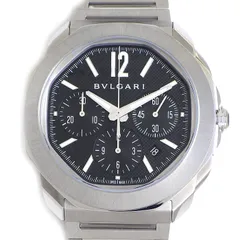 ブルガリ BVLGARI 腕時計 オクト ローマ クロノ 103471/RE00082 オクタゴナル ブラック文字盤 デイト クロノグラフ スモールセコンド 裏スケ 夜光針・インデックス SS 自動巻き 【箱・保付き】 【中古】のサムネイル