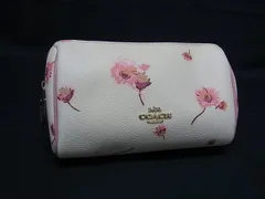 COACH コーチ C7358 PVC コスメティック ケース 17 ウィズ フローラル プリント ポーチ マルチケース アイボリー系×ピンク系 DJ1103